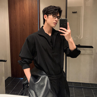 cleanfit韩版 男长袖 痞帅上衣假两件休闲衬衣 衬衫 Hualun春秋半开衫