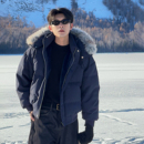 Hualun座山雕连帽羽绒服冬季男款2025超火男士高级感加厚外套冬装