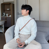 Hualun男式 韩系情侣百搭针织衫 高领毛衣冬季 内搭上衣男纯色打底衫