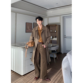 男款 2024新款 外套韩系宽松双排扣大衣 超好看风衣中长款 Hualun男士