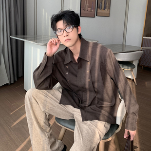 衬衫 长袖 男生韩系休闲风宽松翻领上衣 简约潮流衬衣时尚 Hualun秋季