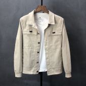 新款 男装 外套潮流休闲纯色翻领夹克2025韩版 春秋季 小伙上衣青年装