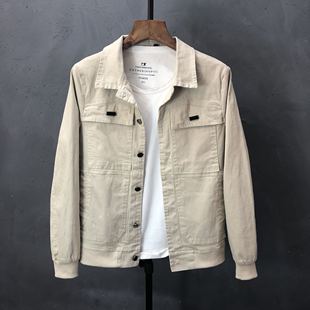 春秋季新款男装外套潮流休闲纯色翻领夹克2026韩版小伙上衣青年装