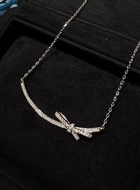 小香风蝴蝶结项链微笑笑脸锁骨链