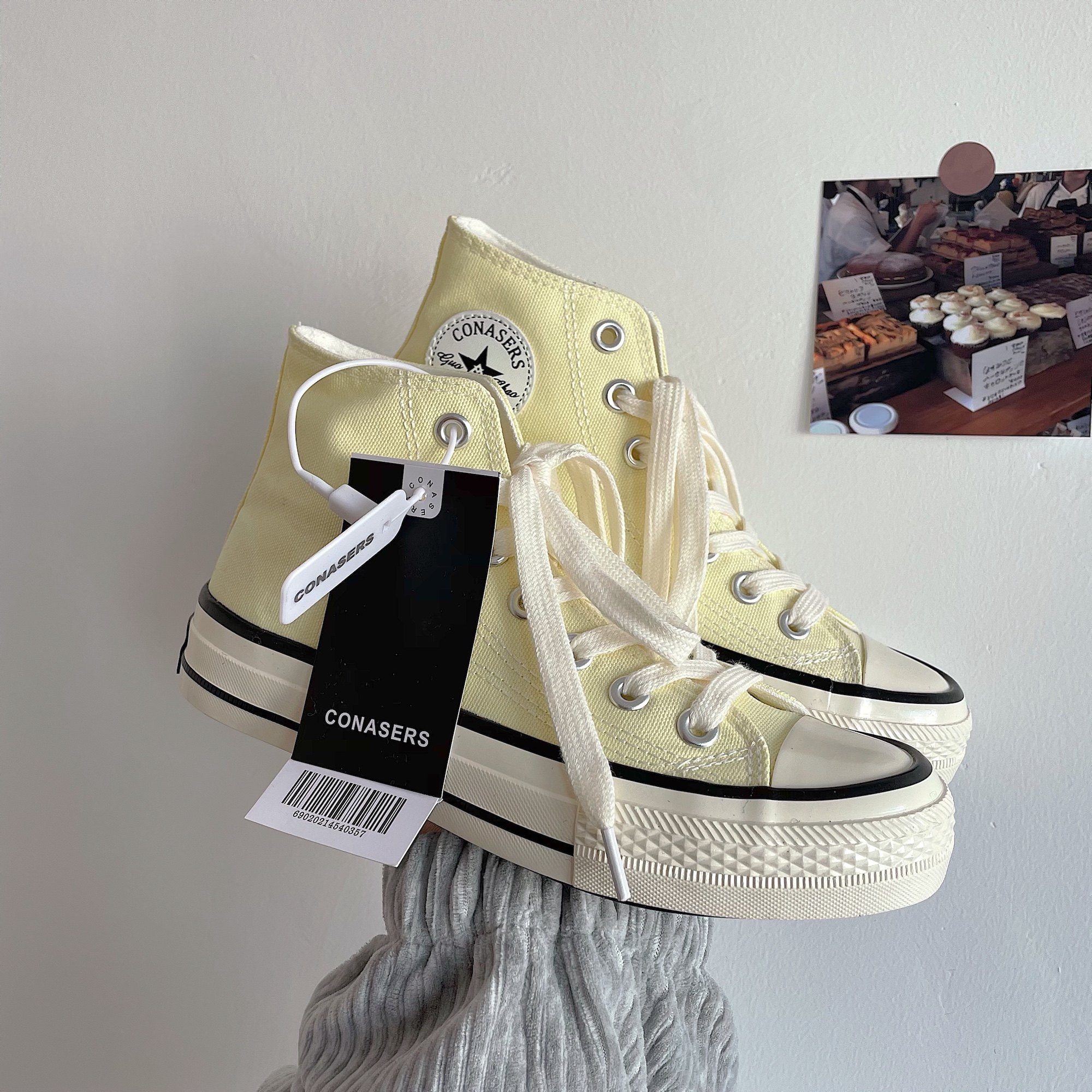 2023春季新款鹅黄色1970s百搭高帮帆布鞋女港味街拍鞋子女ins