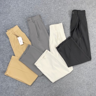 城市通勤女直筒裤 高腰休闲裤 宽松垂感西装 时尚 裤 H2018日单新款