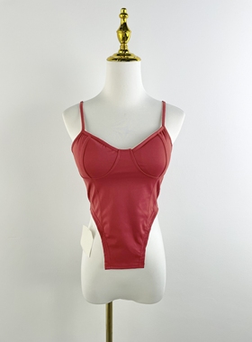 E3206外贸新款女欧美风带胸垫鱼骨吊带夏季修身显瘦外穿打底上衣