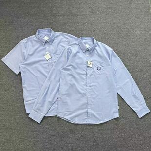 E7126春夏新款浅蓝色基础款校服纯色简约男女款通勤长袖短袖衬衣