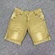 H2027新款 春夏街头卡其色重工金属柳钉做旧牛仔卷边低腰短裤