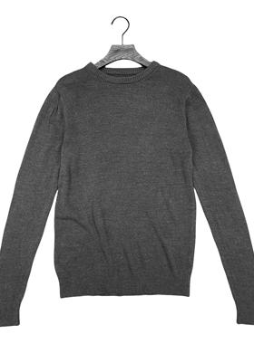 E3136秋季新款男女同款简约纯色圆领针织衫休闲舒适套头打底衫