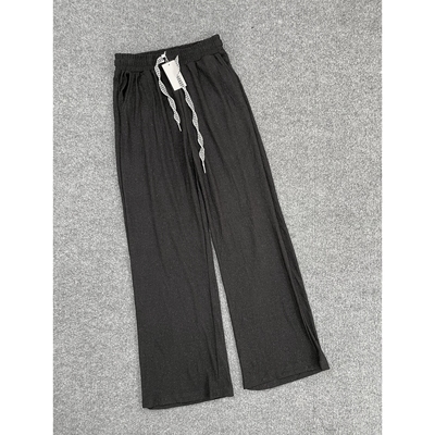 B7217抽绳松紧腰亮丝女裤2026早春新款棉质舒适显瘦百搭直筒裤
