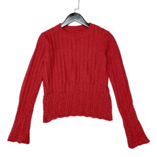 新款 套头圣诞节毛衫 女装 毛衣时尚 本命年镂空钩花长袖 B4011冬季