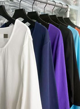 B3099欧美新款女装圆领宽松九分袖上衣棉质舒适休闲胖MM中长款T恤