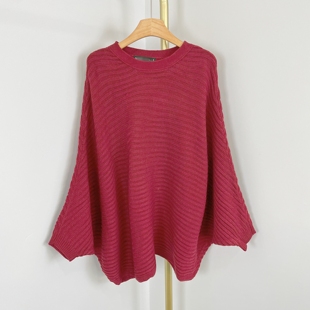 洋气套头针织衫 蝙蝠袖 新款 K6016宽松坑条慵懒感女毛衣2025秋季