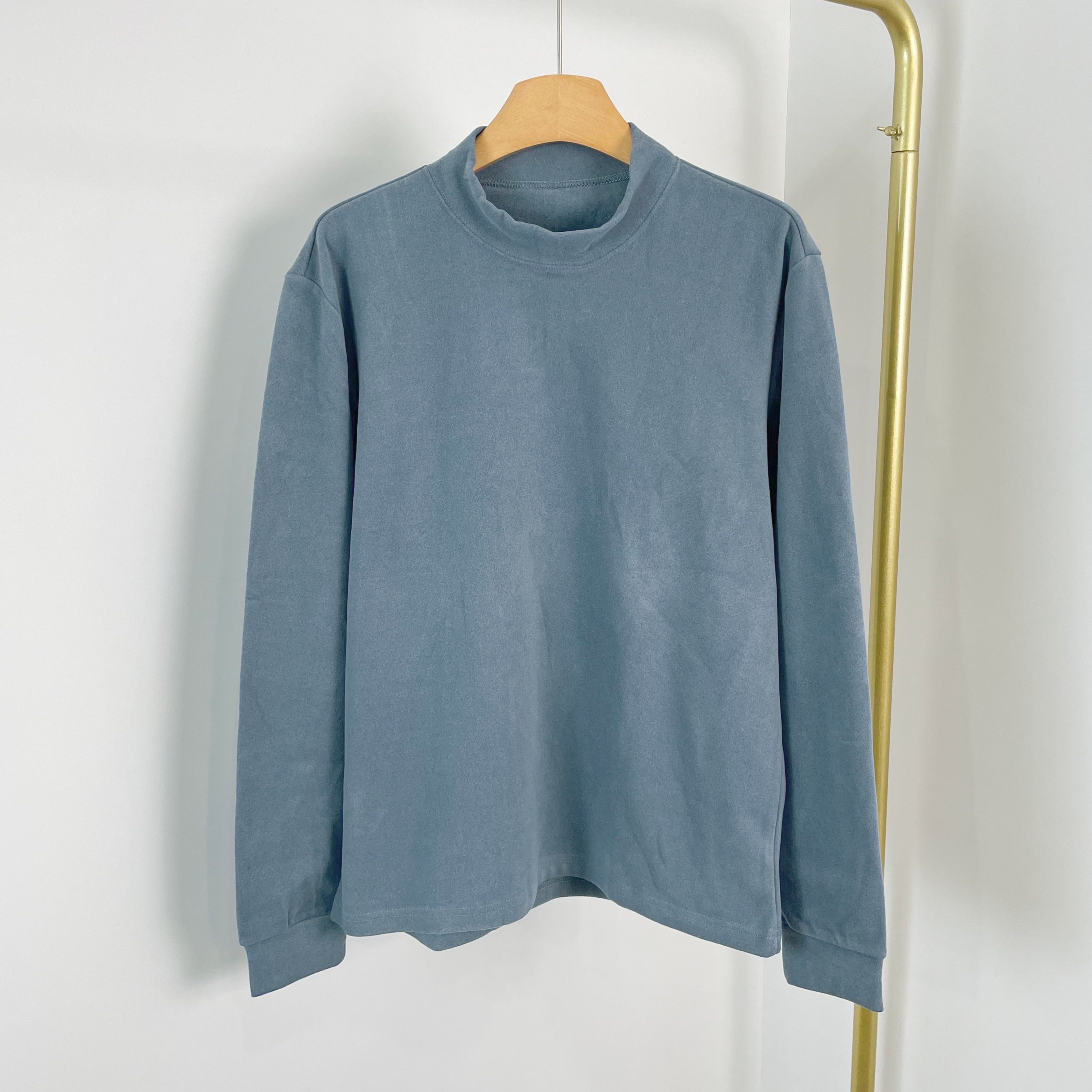 K7001冬季新款双面德绒半高领打底衫男女同款简约纯色保暖套头T恤