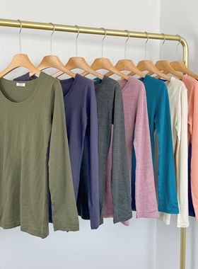 B2171日单新款女装纯色简约休闲T恤2026早春圆领长袖薄款打底衫