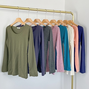 打底衫 B2171日单新款 薄款 纯色简约休闲T恤2026早春圆领长袖 女装