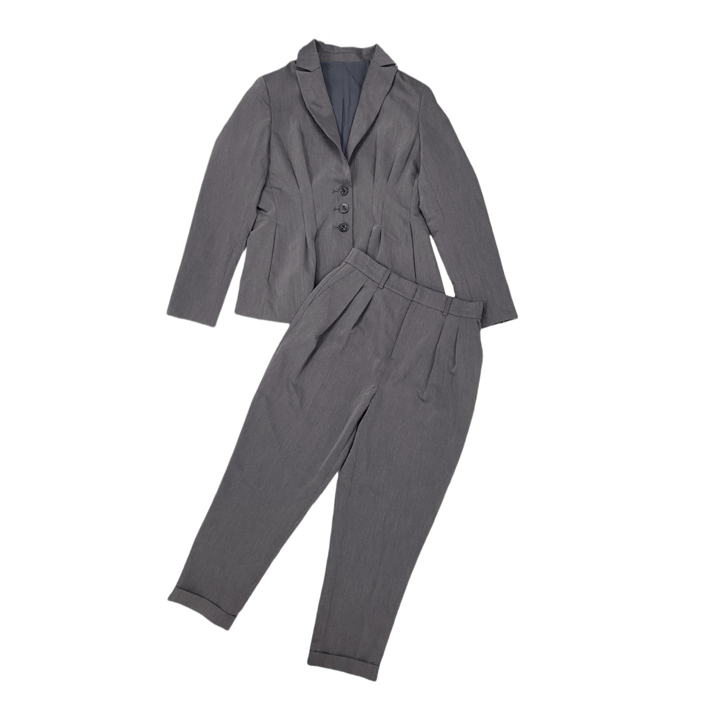 C6116孤品~日单女装时尚休闲长袖长裤套装通勤气质西服两件套