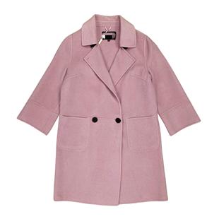 羊毛呢中长款 女纯色双面呢外套时尚 双排扣大衣 秋冬新款 瑕疵款