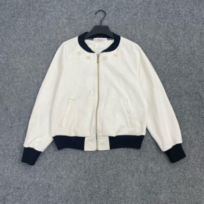 J3129日单春季新款时尚休闲百搭棒球服串珠女士华夫格修身短外套
