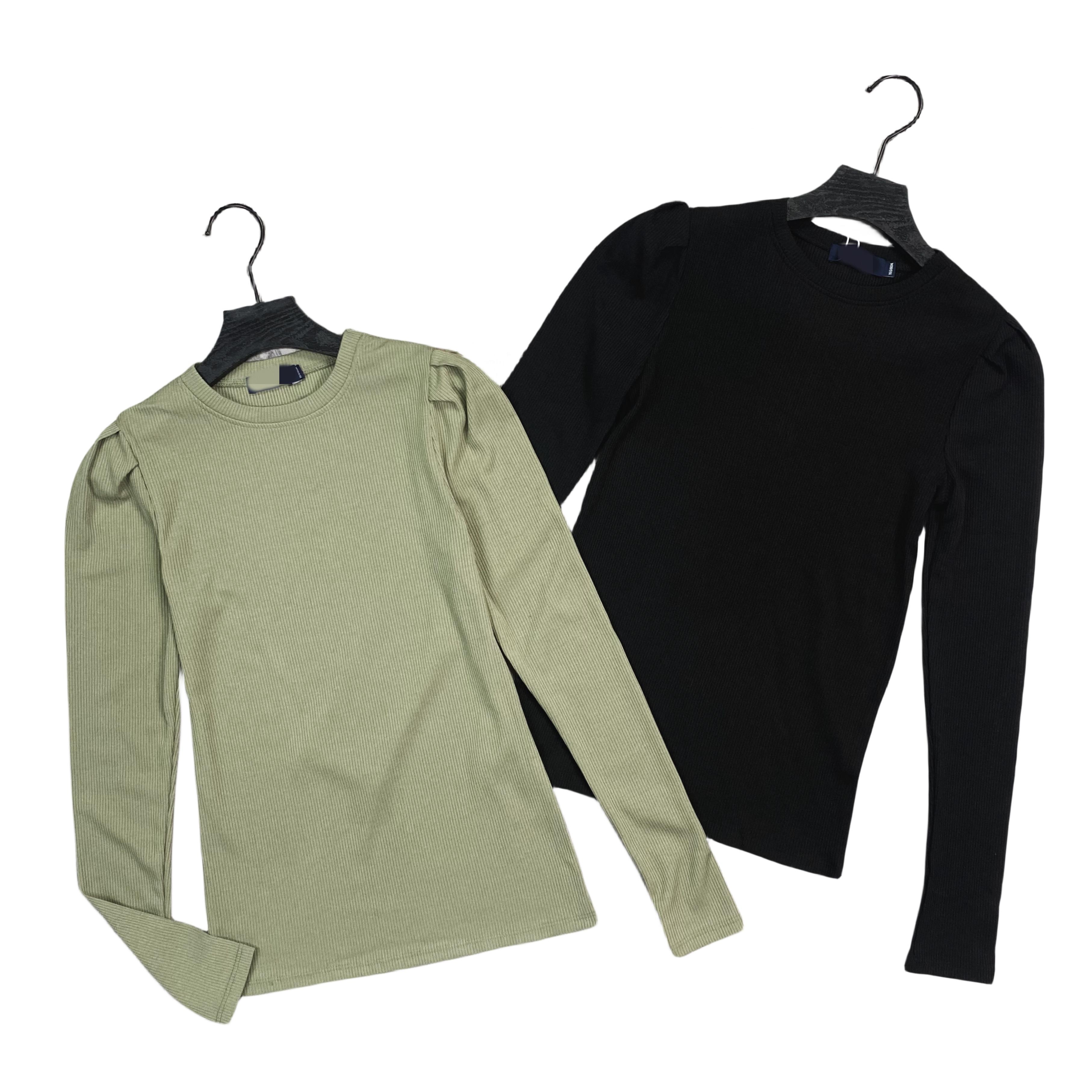 C7025春季新款纯色百搭女装长袖上衣时尚修身套头日常款打底衫