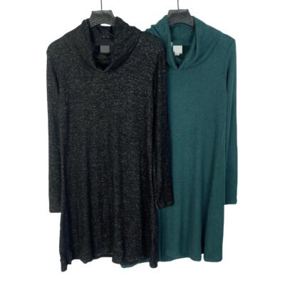 B7043外贸新款堆堆领宽松女装针织裙柔软弹力中长款连衣裙打底裙