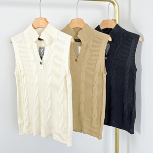 B7209日单新款 减龄麻花叠穿针织马甲百搭休闲套头毛衣坎肩 女装