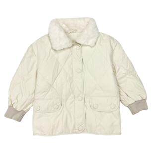 H3119冬季新款童装毛毛翻领时尚菱格羽绒服中小童保暖白鸭绒外套