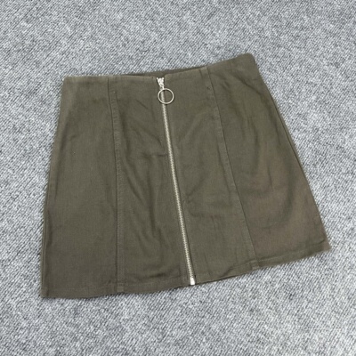 C2166夏季新款高腰显瘦拉链女裙棉质简约A字裙百搭半身裙包臀短裙