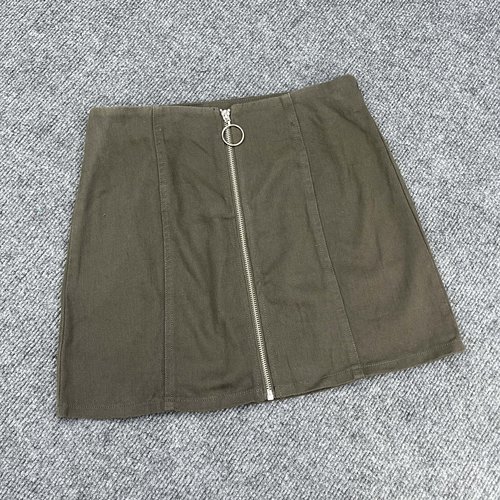 C2166夏季新款高腰显瘦拉链女裙棉质简约A字裙百搭半身裙包臀短裙