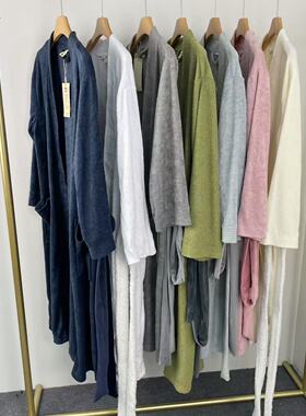 C8023新款男女同款纯色居家睡袍毛巾料舒适吸水浴袍浴衣