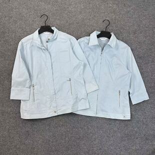 C7153日单新款 浅蓝色立领宽松女拉链口袋百搭夹克简约通勤上衣