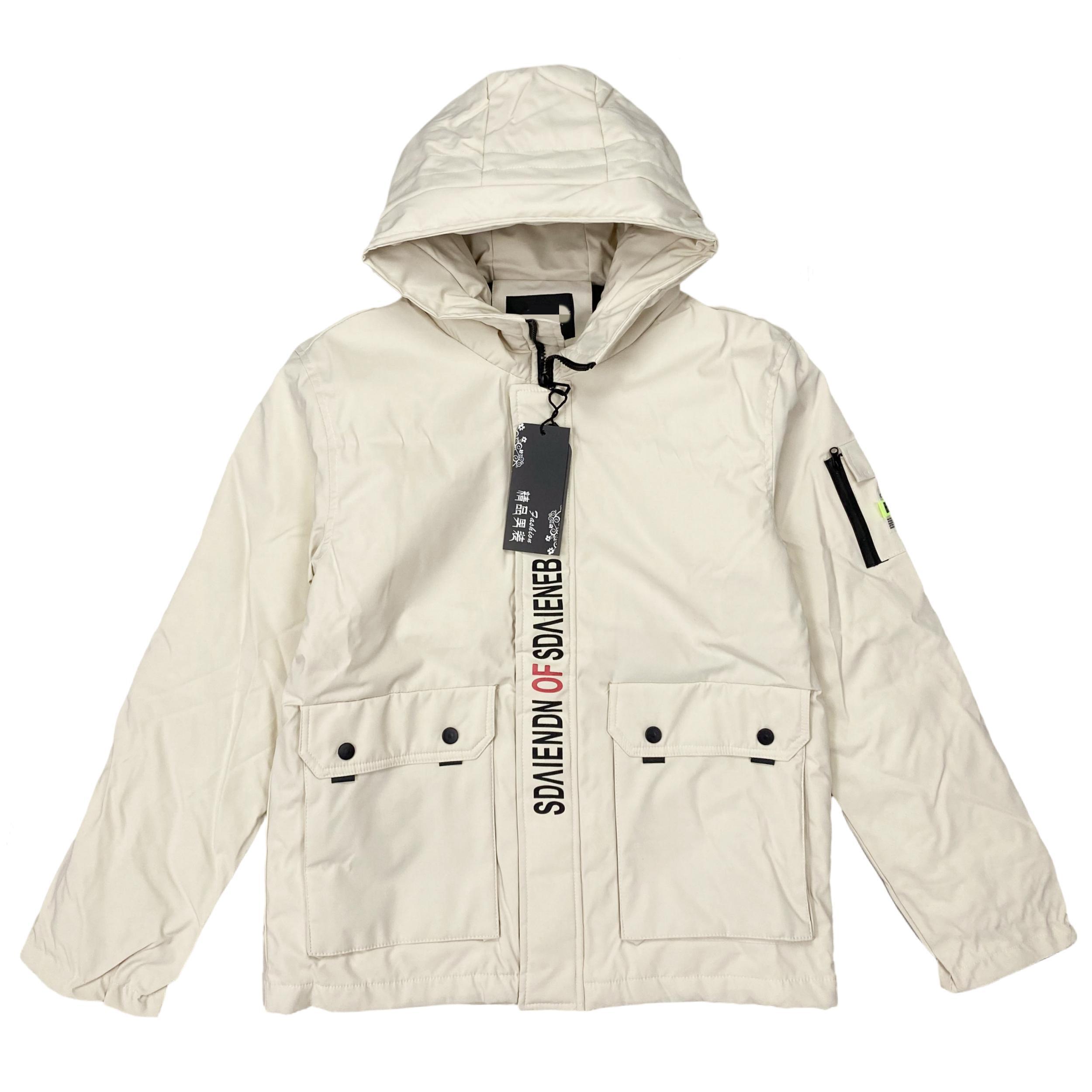 E2223冬季新款字母印花男士连帽白鸭绒外套时尚休闲保暖羽绒服