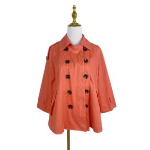 双排扣宽松外套插肩袖 女装 纯色翻领设计感斗篷 新款 K1040秋季