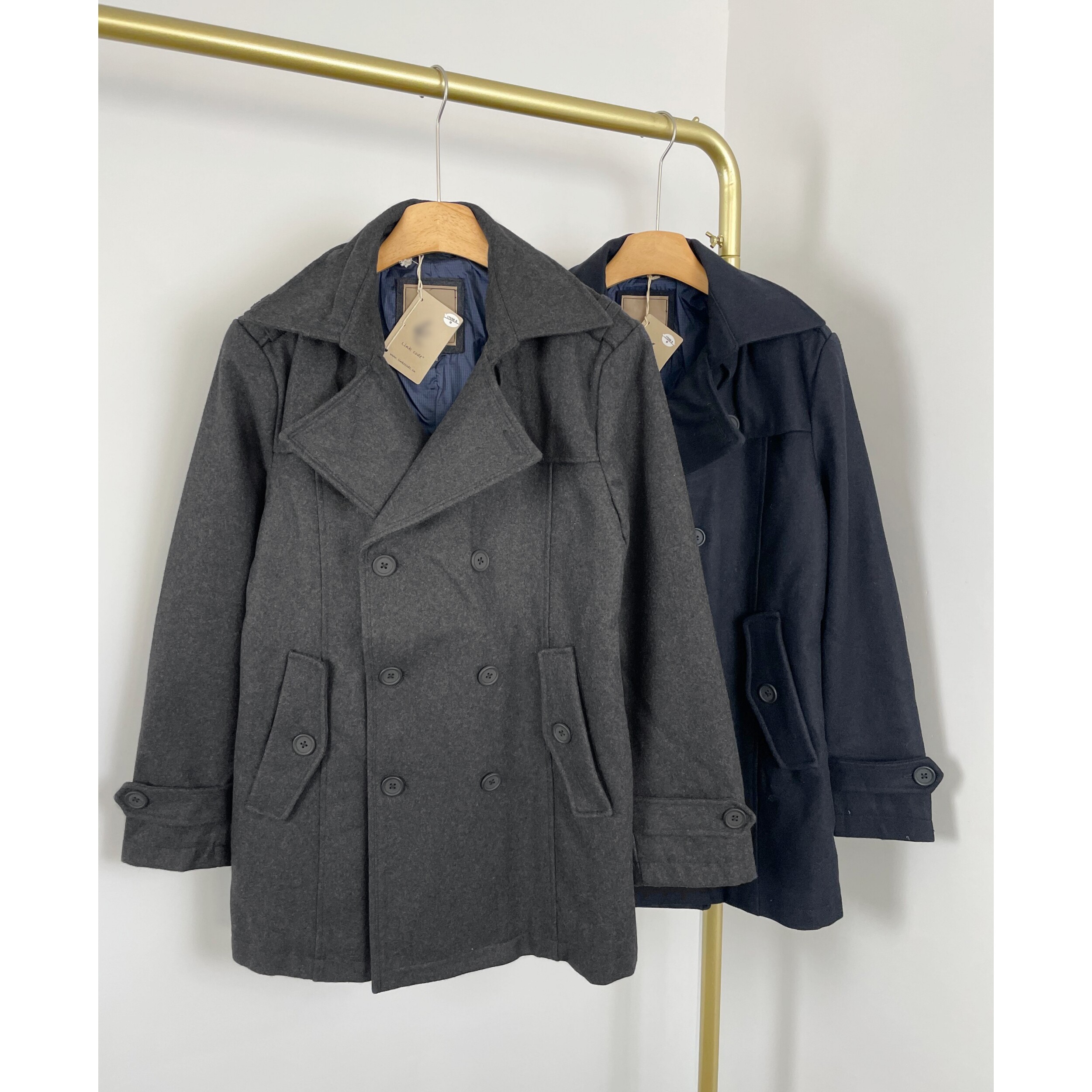 E8015新款男士秋冬双排扣羊毛呢外套时尚中长款翻领毛呢大衣,男装,毛呢大衣,淘宝优惠券,粉丝福利购,淘宝优惠卷