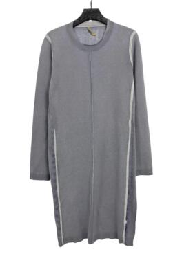 A2116秋季新款女圆领拼色设计长袖针织裙外穿内搭修身气质连衣裙