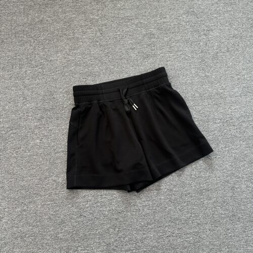 E7178春夏新款黑色高腰抽绳休闲短裤宽松纯色舒适居家裤