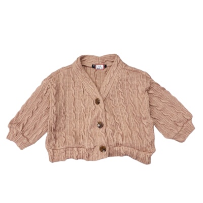 C7118日单新款童装V领针织开衫宝宝线衫麻花纹森系长袖毛衣外套