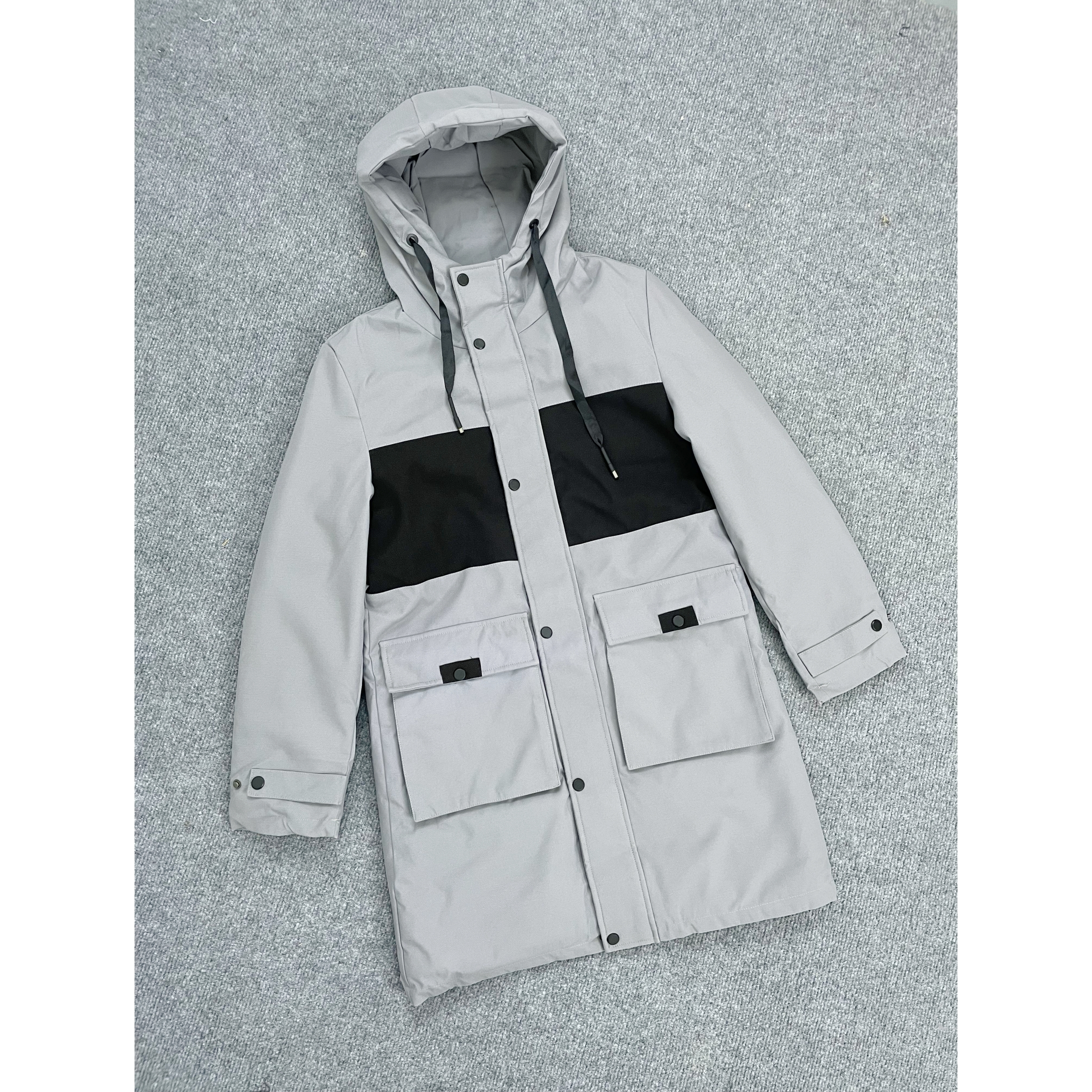 B1030抗寒加厚保暖男棉服2025新款撞色拼接休闲连帽中长款棉衣
