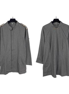 H3044-4外贸新款男女装复古盘扣宽松舒适侧开叉小众款长袖上衣