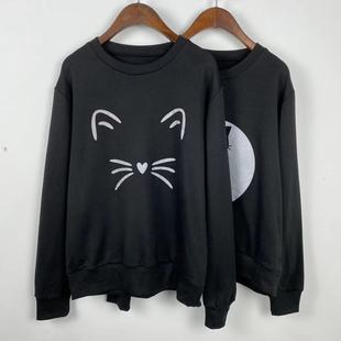 减龄学生长袖 女装 卫衣 新款 A0066圆领可爱印花宽松卫衣2022秋季