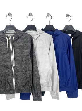 H2014外贸新款抽绳连帽拉链上衣学生休闲长袖开衫速干外套