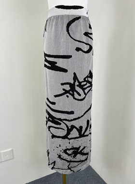 C6198春季新款女士提花高腰半身裙修身显瘦包臀裙弹力无缝中长裙