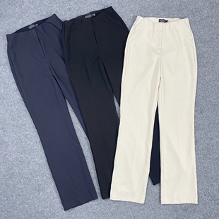 女简约松紧腰休闲裤 直筒裤 城市通勤气质西装 窄版 裤 B7208外贸新款