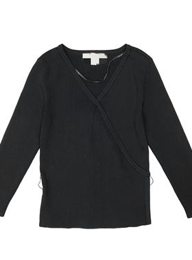 C2111外贸新款女装V领纯色冰丝上衣修身显瘦弹力七分袖针织上衣