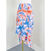 K7015外贸新款 彩色扎染侧拉链高腰女裙海边度假不规则包臀半身裙