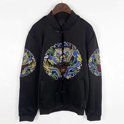 C0073新款男装中国风精美刺绣盘扣上衣国潮外套复古中式长袖开衫