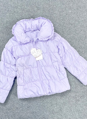 B2176日单新款童装波点印花翻领棉袄夹棉保暖外套女宝棉衣棉服