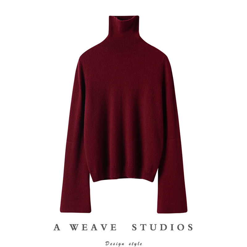爆爱巨美~酒红色双层大廓袖高领羊绒衫女纯羊绒毛衣套头2024秋冬,女装/女士精品,羊绒衫,淘宝优惠券,粉丝福利购,淘宝优惠卷