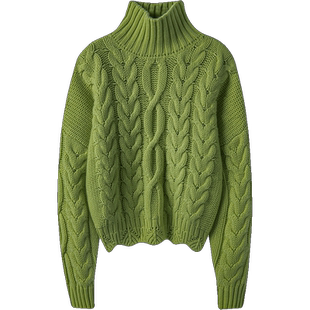 不挑人~巨美狂气质！！重磅加厚高领羊绒衫女纯羊绒毛衣套头宽松